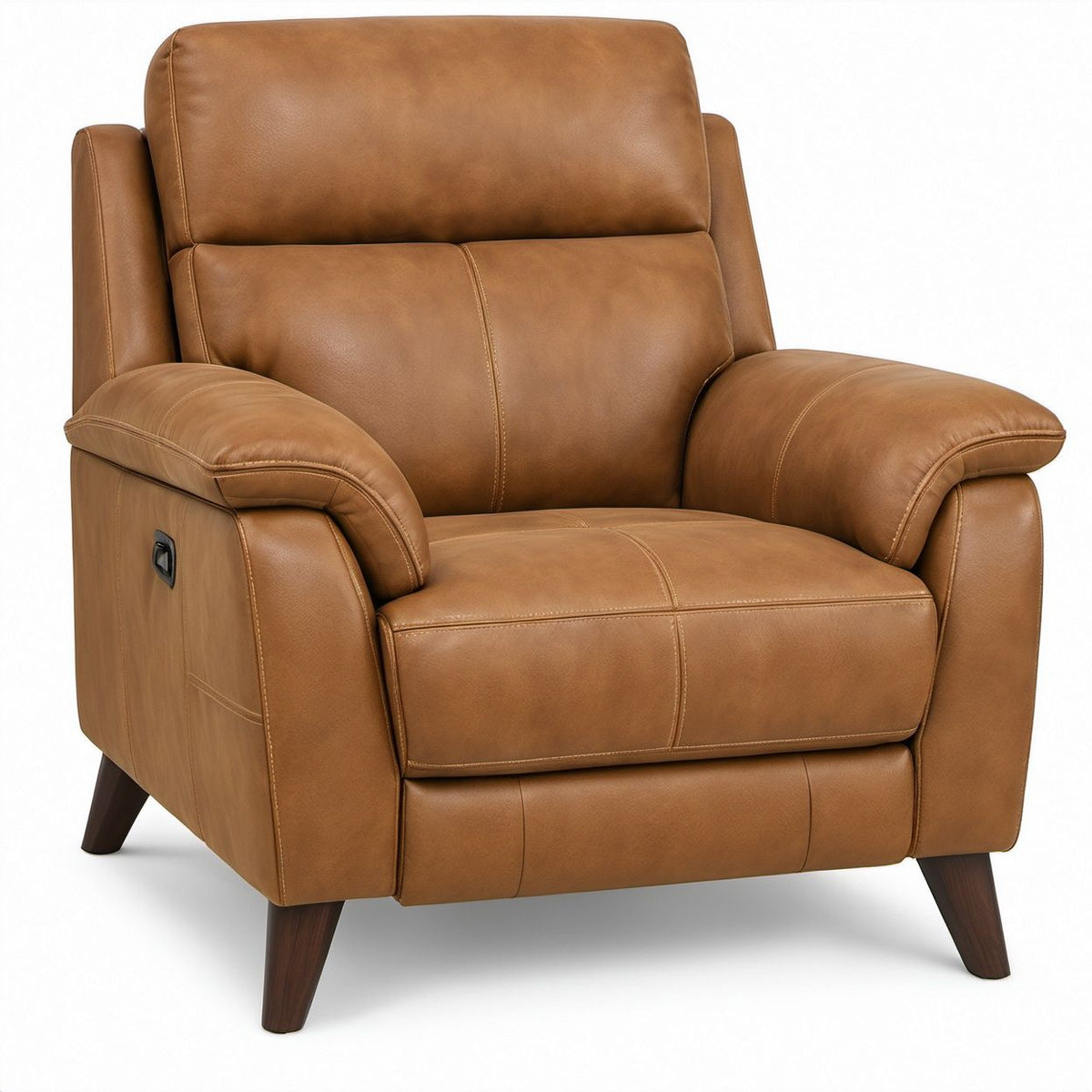 Manuell verstellbarer Relaxsessel aus Polyurethan-Kunstleder in Cognacbraun, 95 x 90 x 102 cm