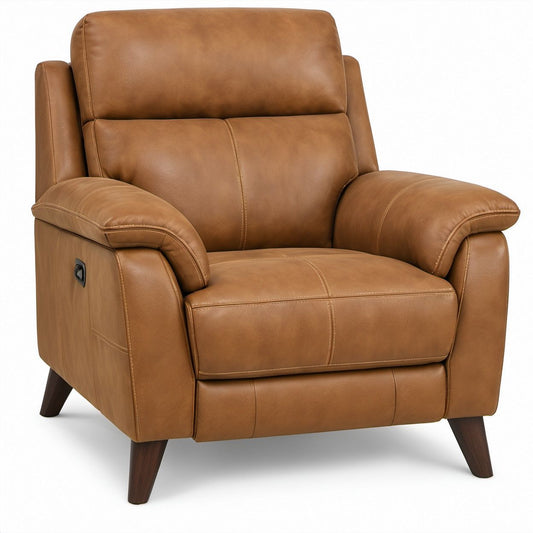 Manuell verstellbarer Relaxsessel aus Polyurethan-Kunstleder in Cognacbraun, 95 x 90 x 102 cm