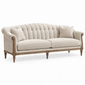 3-Sitzer Chesterfield-Sofa geschwungen in Creme/Braun, 220 x 95 x 90 cm