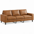 3-Sitzer-Sofa Cognac PU-Kunstleder mit schwarzen Stahlfüssen, 225 x 92 x 86 cm