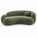 2-Sitzer Sofa in geschwungener Form, Olivgrün, Bouclébezug, 190 x 95 x 75 cm