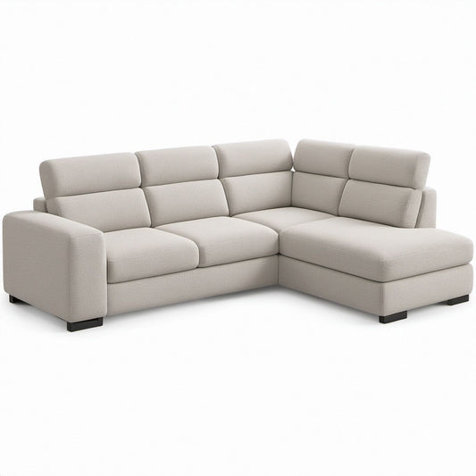 Beiges Ecksofa mit Recamiere rechts, 260 x 200 x 88 cm