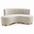 Geschwungenes 2-Sitzer-Sofa in Creme mit goldfarbenem Sockel, 180 x 90 x 75 cm