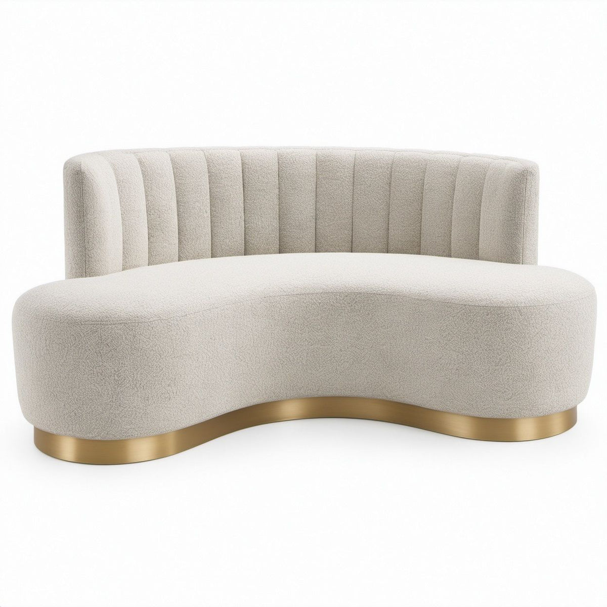 Geschwungenes 2-Sitzer-Sofa in Creme mit goldfarbenem Sockel, 180 x 90 x 75 cm
