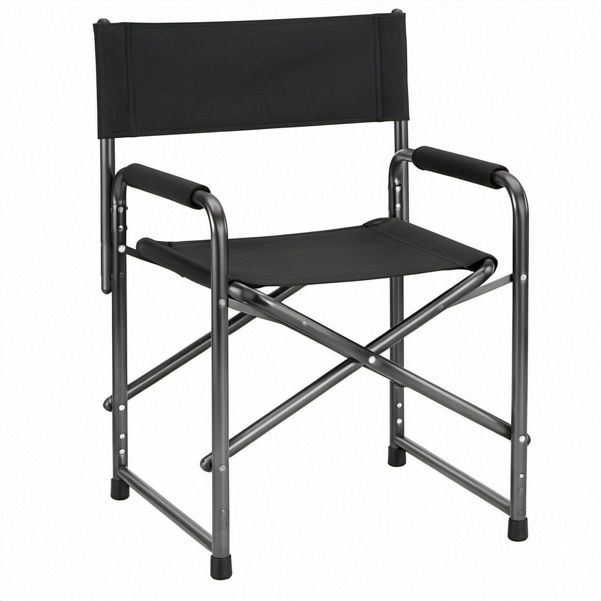 Klappstuhl mit Armlehnen, Schwarz, Stahl und Polyester, 54 x 46 x 86 cm