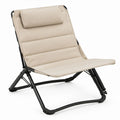Klappstuhl Beige/Schwarz aus Polyester und pulverbeschichtetem Stahl, 69 x 58 x 88 cm