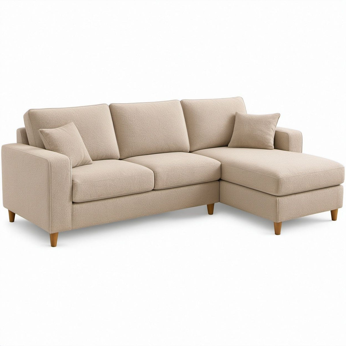 Ecksofa in L-Form, Beige, Polyester, 240 x 160 x 85 cm