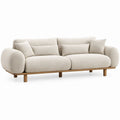 3-Sitzer-Sofa in Creme mit Bouclé-Bezug und Massivholzgestell, 230 x 95 x 78 cm