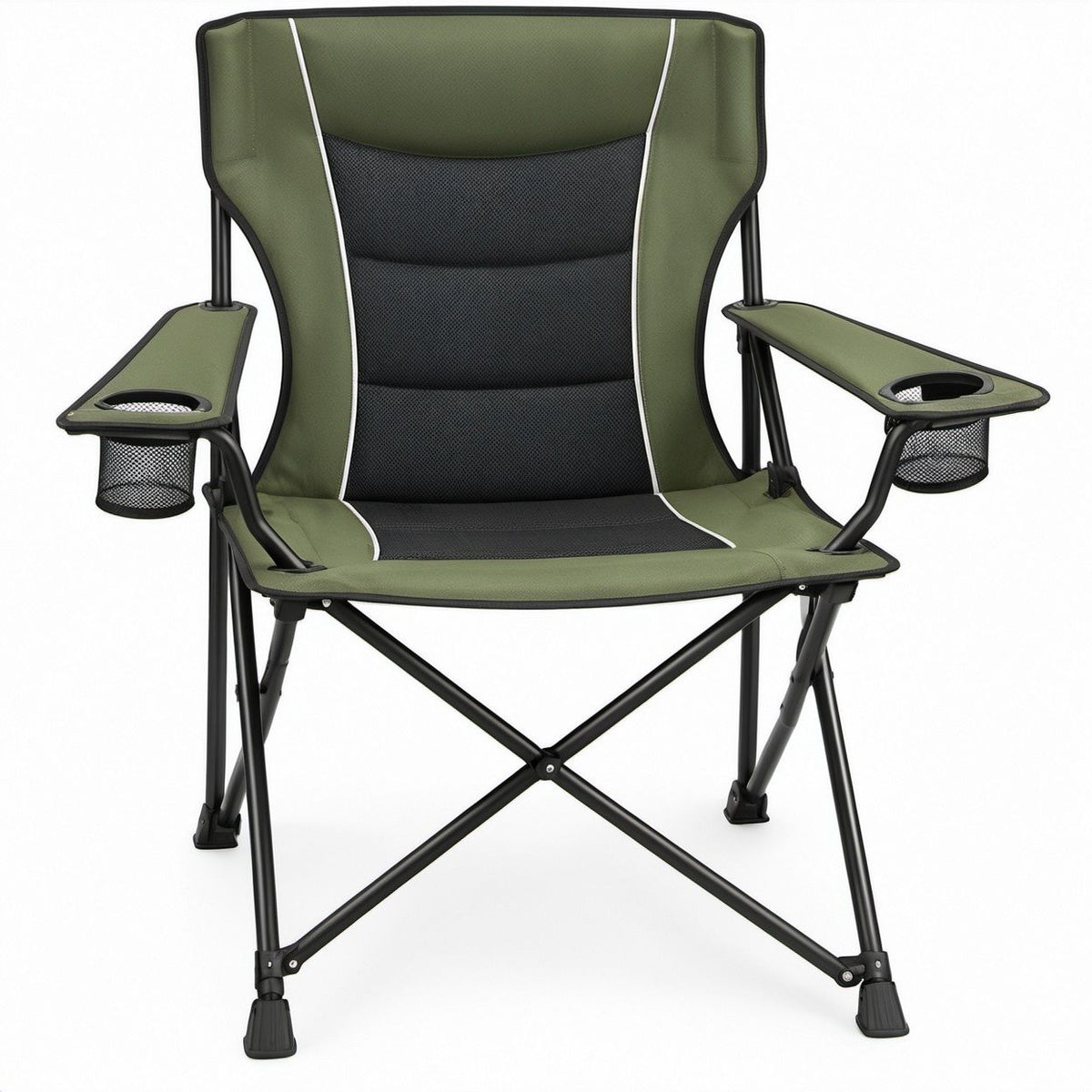 Klappstuhl in Grün/Schwarz/Weiss aus Polyester und Stahl, 58 x 50 x 95 cm