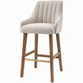 Barhocker mit Armlehnen, Beige/Naturbraun/Goldfarben, 58 × 60 × 106 cm, Sitzhöhe 76 cm