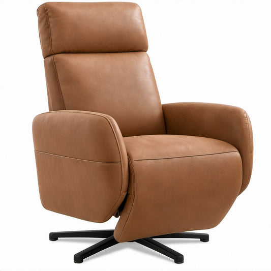 Drehbarer Armlehnsessel aus PU-Kunstleder in Cognac, 78 x 88 x 105 cm