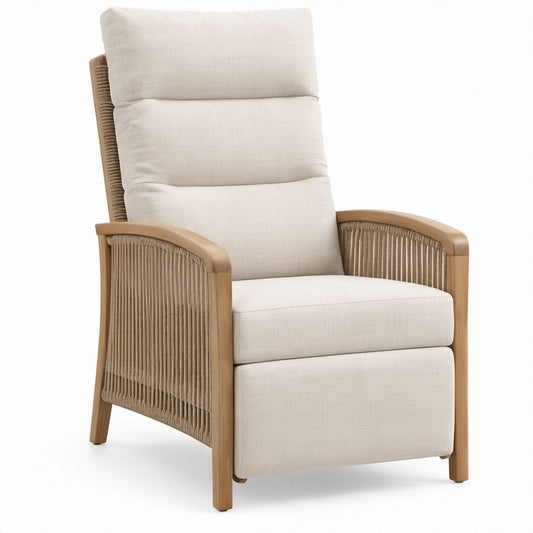 Hochlehner in Beige, Naturbraun und Taupe aus Massivholz und Polyester, 76 x 86 x 100 cm