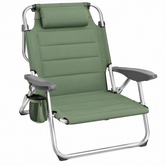 Klappbarer Campingstuhl Grün/Silber/Dunkelgrau, 64 x 75 x 98 cm